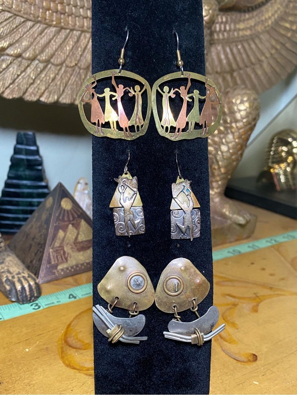 Vintage Dangle Earrings - Gold & Copper Tones